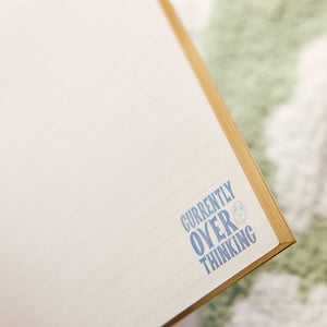 Pajama Plans lined pages with blue Currently Overthinking artwork