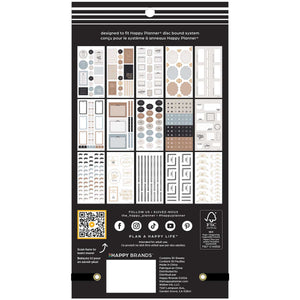 Back of the Happy Planner Haven & Heart sticker book showing assorted neutral designs