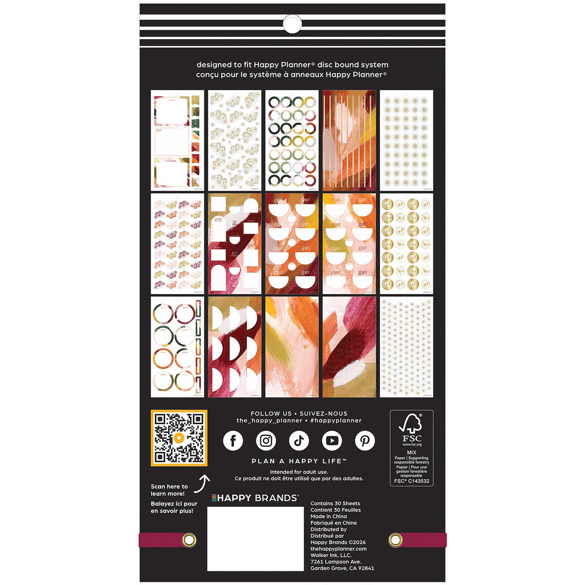 Back of the Happy Planner Abstract Autumn sticker book showing assorted designs