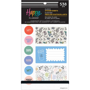 Happy Planner Pajama Plans Classic Sticker Book cover showing 538 stickers and colourful floral designs