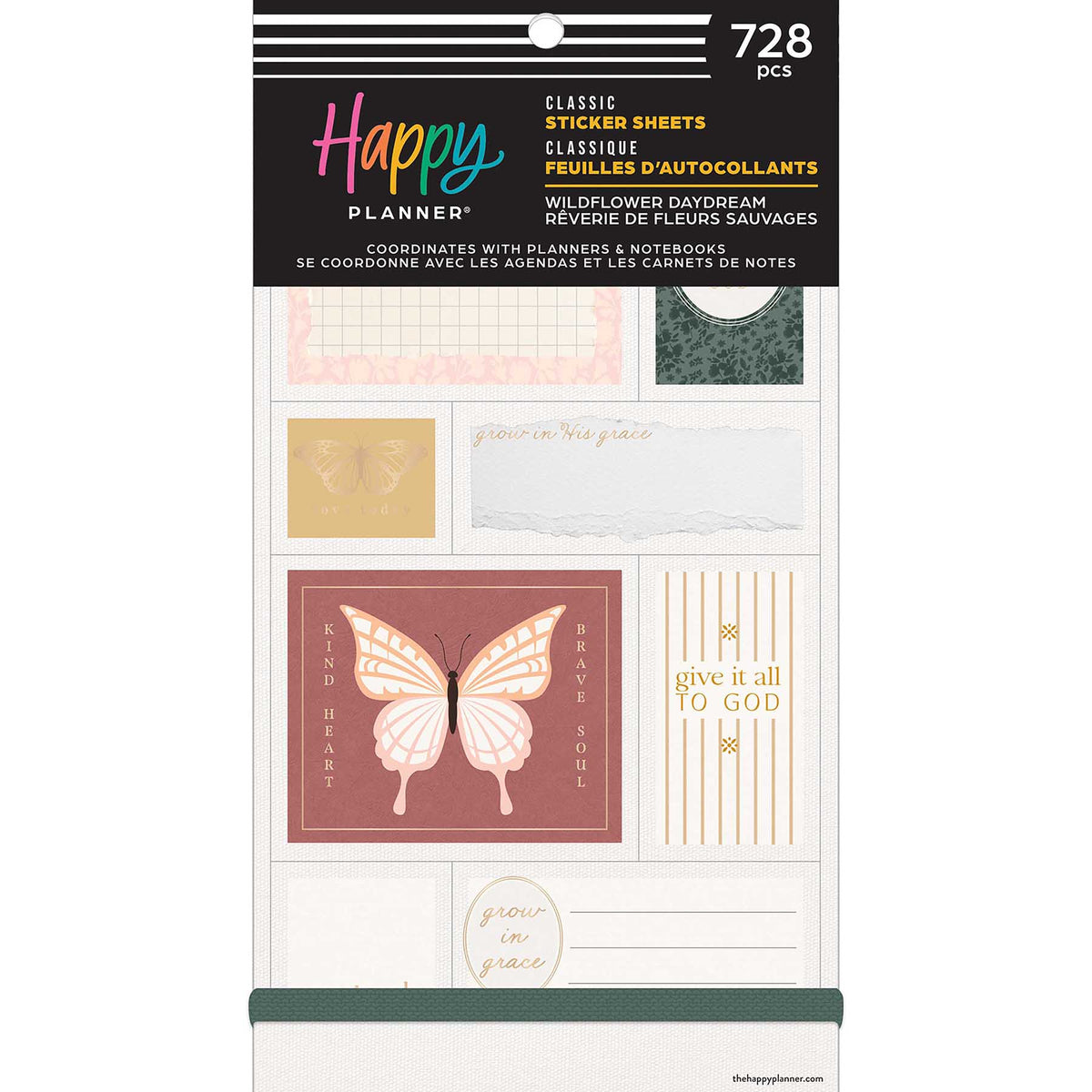 Happy Planner Wildflower Daydream Faith Classic Sticker Book front cover with 728 stickers and butterfly designs