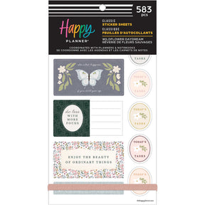 Happy Planner Wildflower Daydream Classic Sticker Book front cover with 583 stickers, pastel florals and butterflies