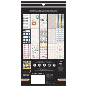 Happy Planner Wildflower Daydream sticker book back cover showing the included sheet designs