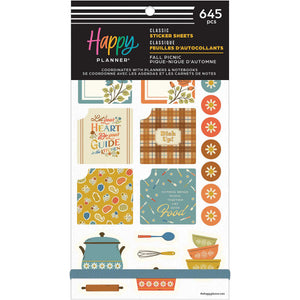Happy Planner Fall Picnic Meal Planning Classic Sticker Book front cover with 645 stickers and autumn kitchen designs