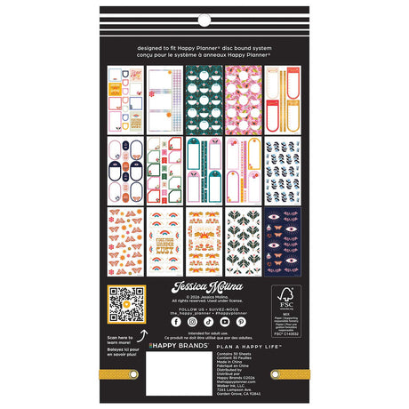 Bright Seasons Classic Sticker Book back cover showing the included sticker sheets and Jessica Molina artist credit