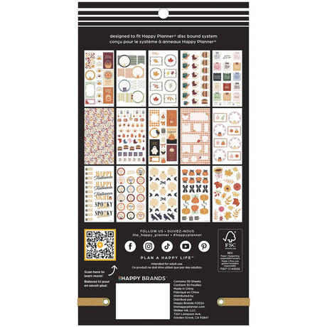 Favorite Season Classic Sticker Book back cover showing the included autumn and Halloween sticker sheet designs