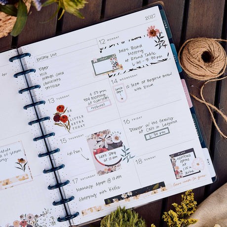 Happy Planner Wildflower Daydream floral weekly spread with handwritten plans