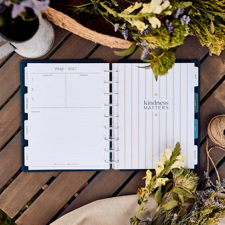 Happy Planner Wildflower Daydream Classic Dashboard Planner 2027 - May 2027 monthly spread with Kindness Matters dashboard