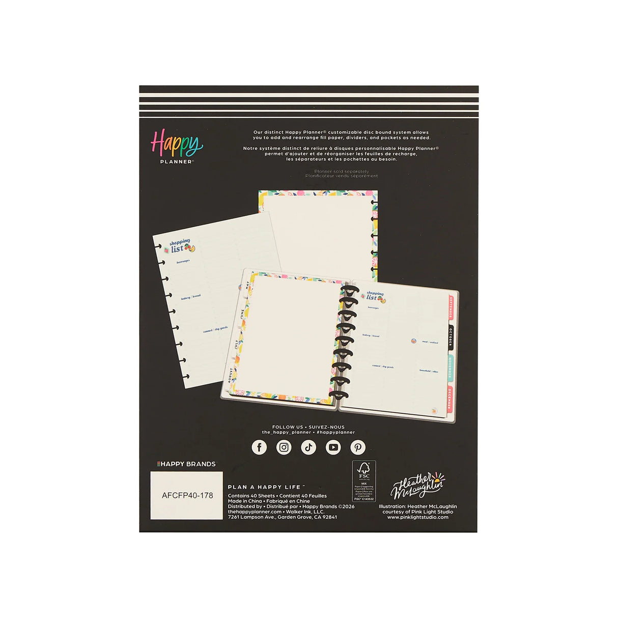 Happy Planner Sunshine Splash Shopping List Fill Paper
