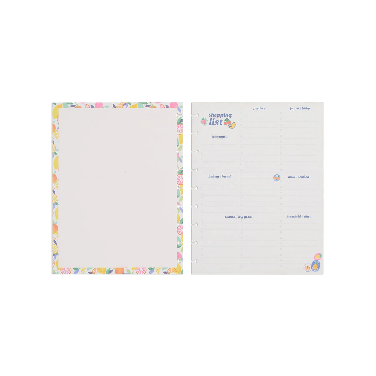Happy Planner Sunshine Splash Shopping List Fill Paper