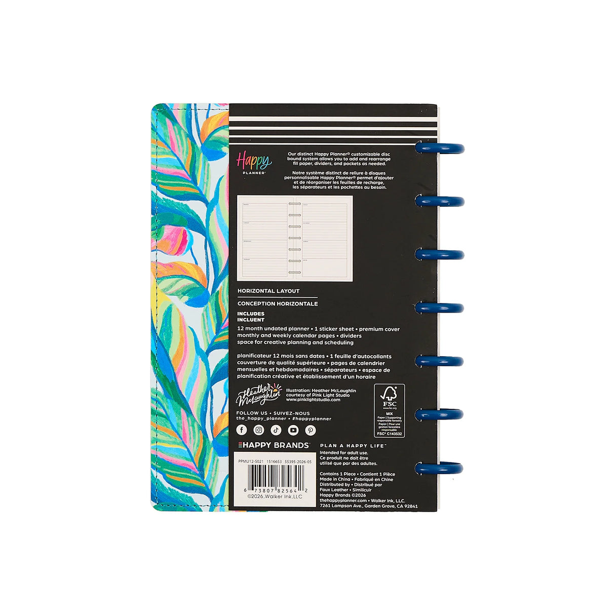 Happy Planner Deluxe Mini Sunshine Splash 12-Months Undated Planner - Horizontal