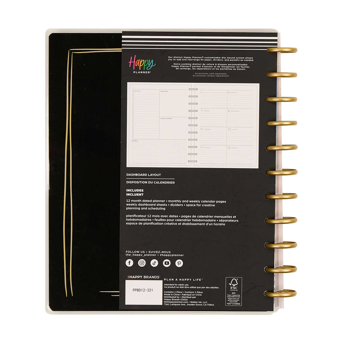 Pajama Plans Big disc-bound Dashboard Planner for January to December 2027