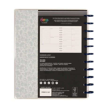 Wildflower Daydream Big Dashboard Planner closed with floral cover and navy discs