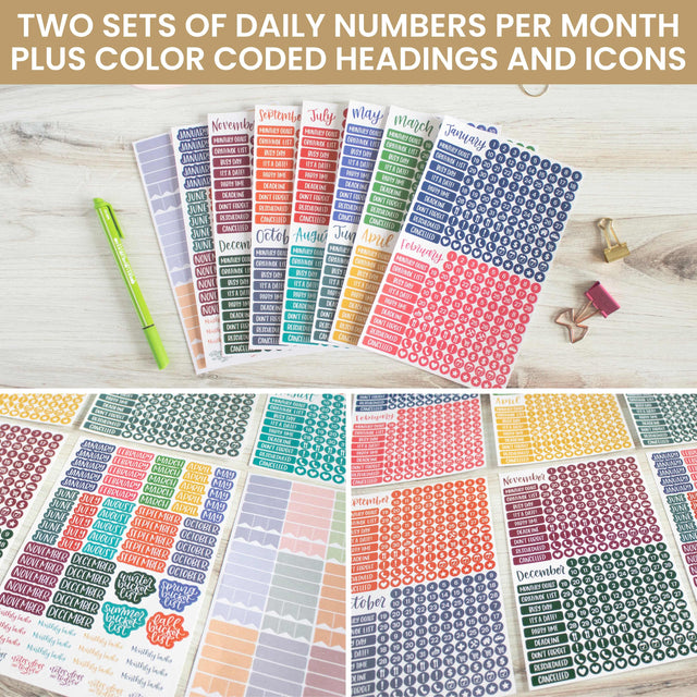 Date Day Months Stickers - Bloom Daily Planners