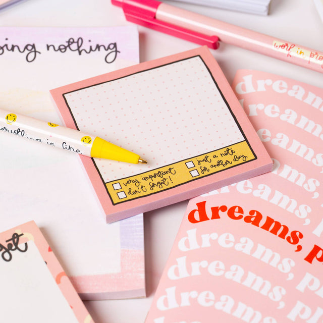 Pink Grid Memo Pad