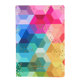 Erin Condren Undated Weekly Petite Planner - Hexagon Colourful geometric-patterned planner on a white background