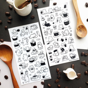 STICKII Caffeine Cats 2 sticker sheet design