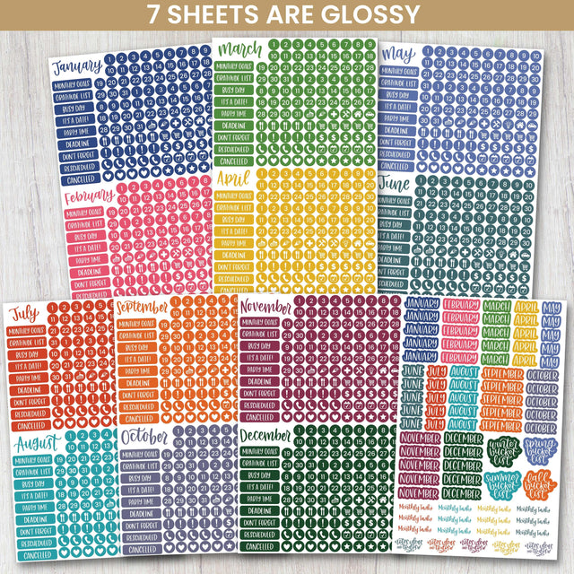 Date Day Months Stickers - Bloom Daily Planners