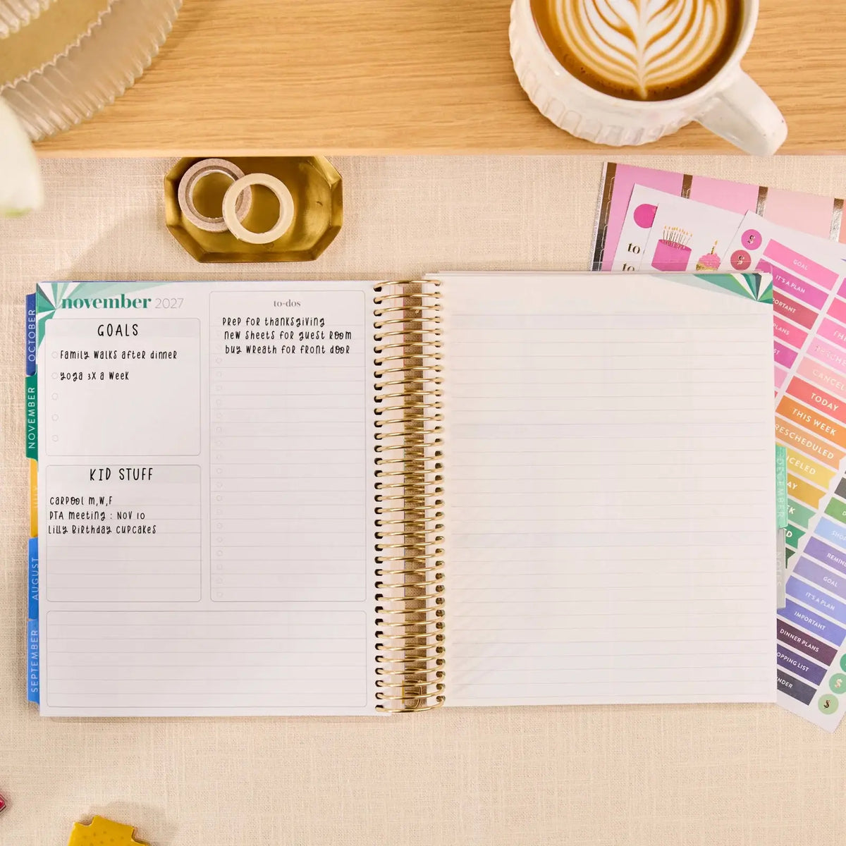 Erin Condren LifePlanner: Lined notes page with handwritten entries