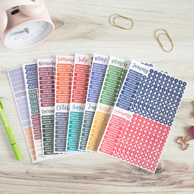 Date Day Months Stickers - Bloom Daily Planners