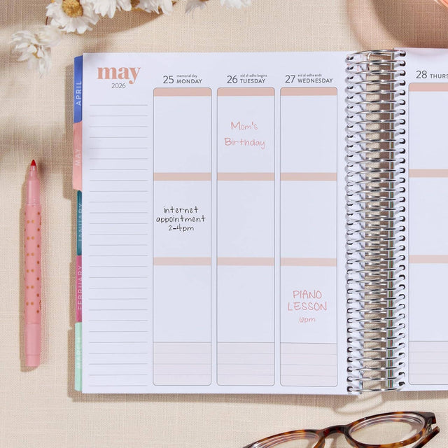 Erin Condren 7x9 Hexagon Vertical Life Planner - 12-month Dated 2026 Jan - Dec