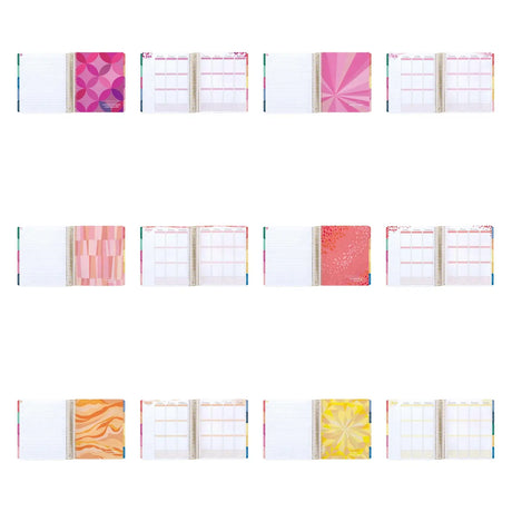 Erin Condren LifePlanner: Overview of pink, yellow and orange monthly divider designs