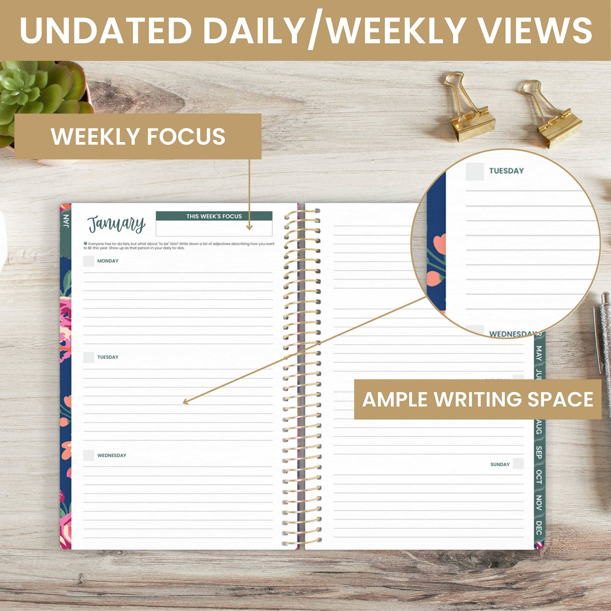 Undated Eucalyptus Weekly Monthly Planner - Bloom Daily Planners