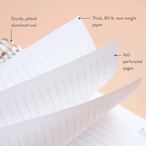 Erin Condren coiled notebook: Notebook diagram showing lined paper and perforated pages
