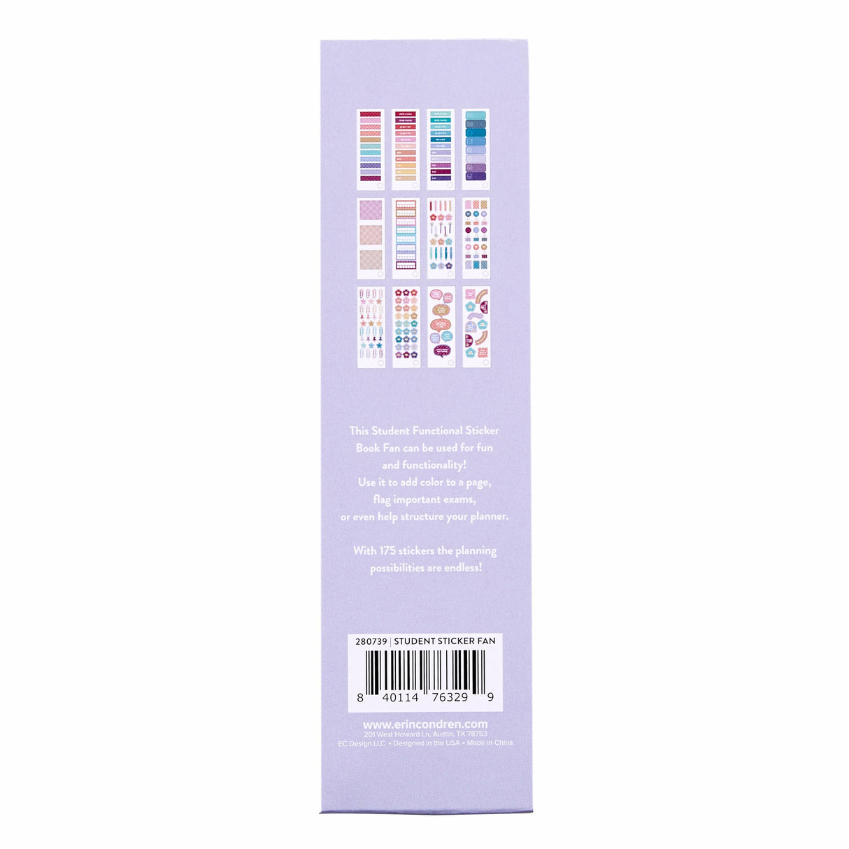 Erin Condren Functional Sticker Book Fan - Student