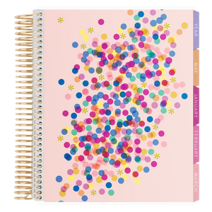 Erin Condren Metallic Confetti 2027 Vertical LifePlanner: Closed planner showing its metallic cover design