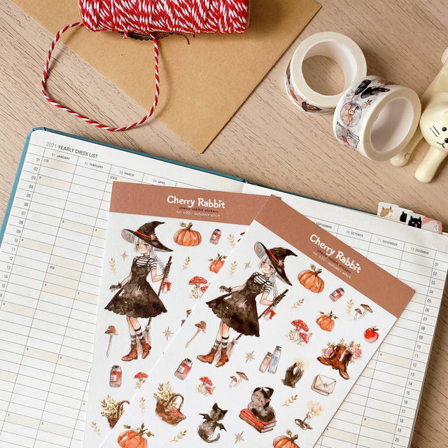 Autumn's Witch Washi Stickers by Cherry Rabbit