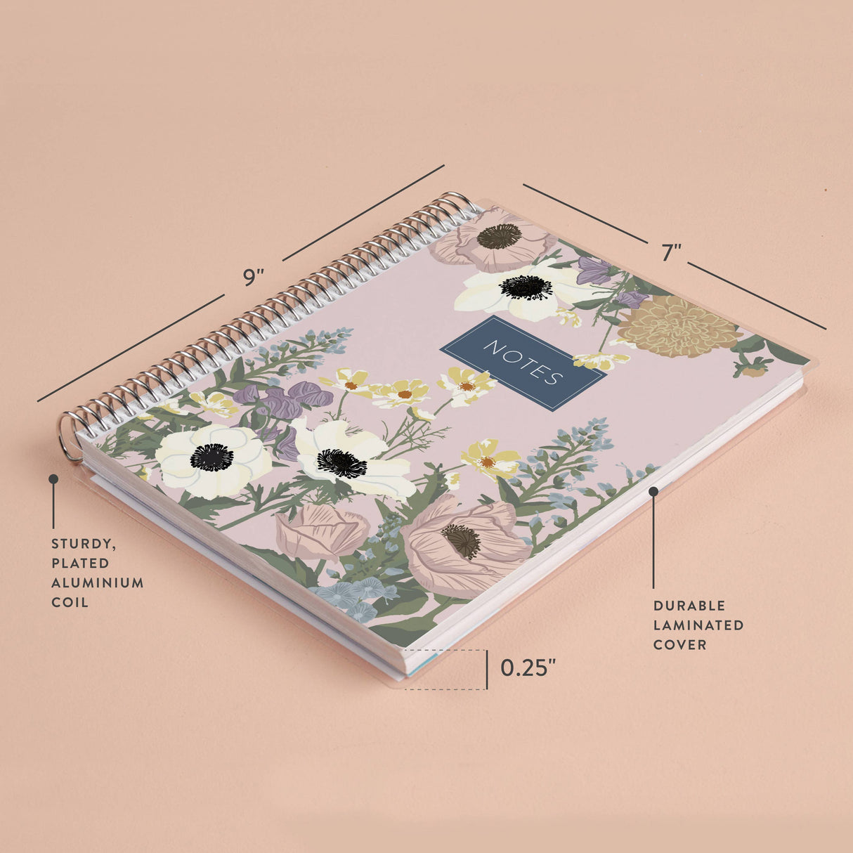 Erin Condren 7x9 Bouquet Coiled Notebook - Lined
