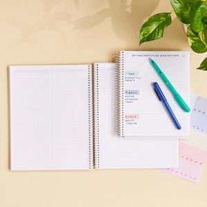 Erin Condren coiled notebook: Open lined notebook with pens and another notebook