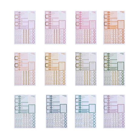 Erin Condren sticker book: Overview of twelve Toile sticker sheets