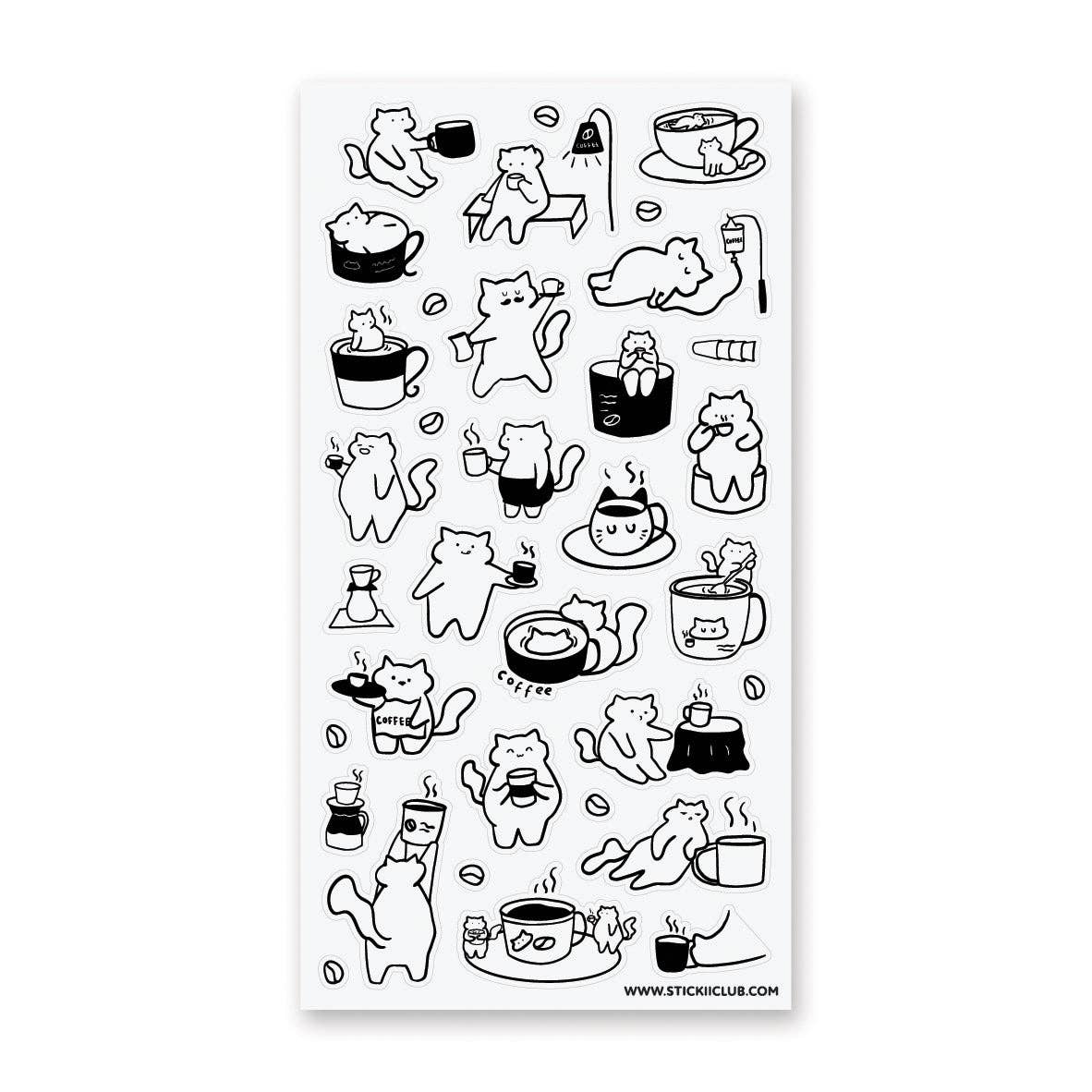 STICKII Caffeine Cats 2 Sticker Sheet