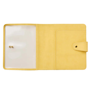 Erin Condren planner folio: Empty Butter folio opened to show its clear front and interior