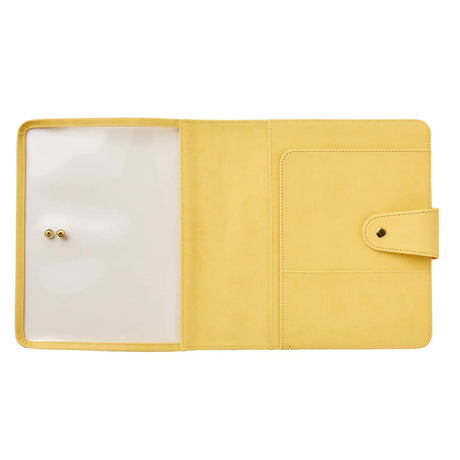 Erin Condren planner folio: Empty Butter folio opened to show its clear front and interior