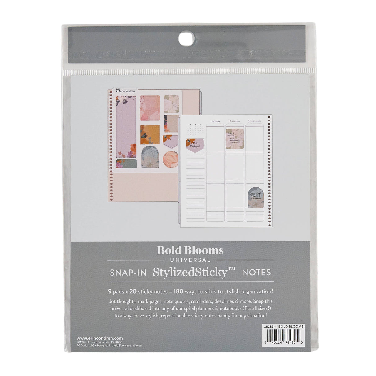 Erin Condren Bold Blooms Universal Snap-In Sticky Notes