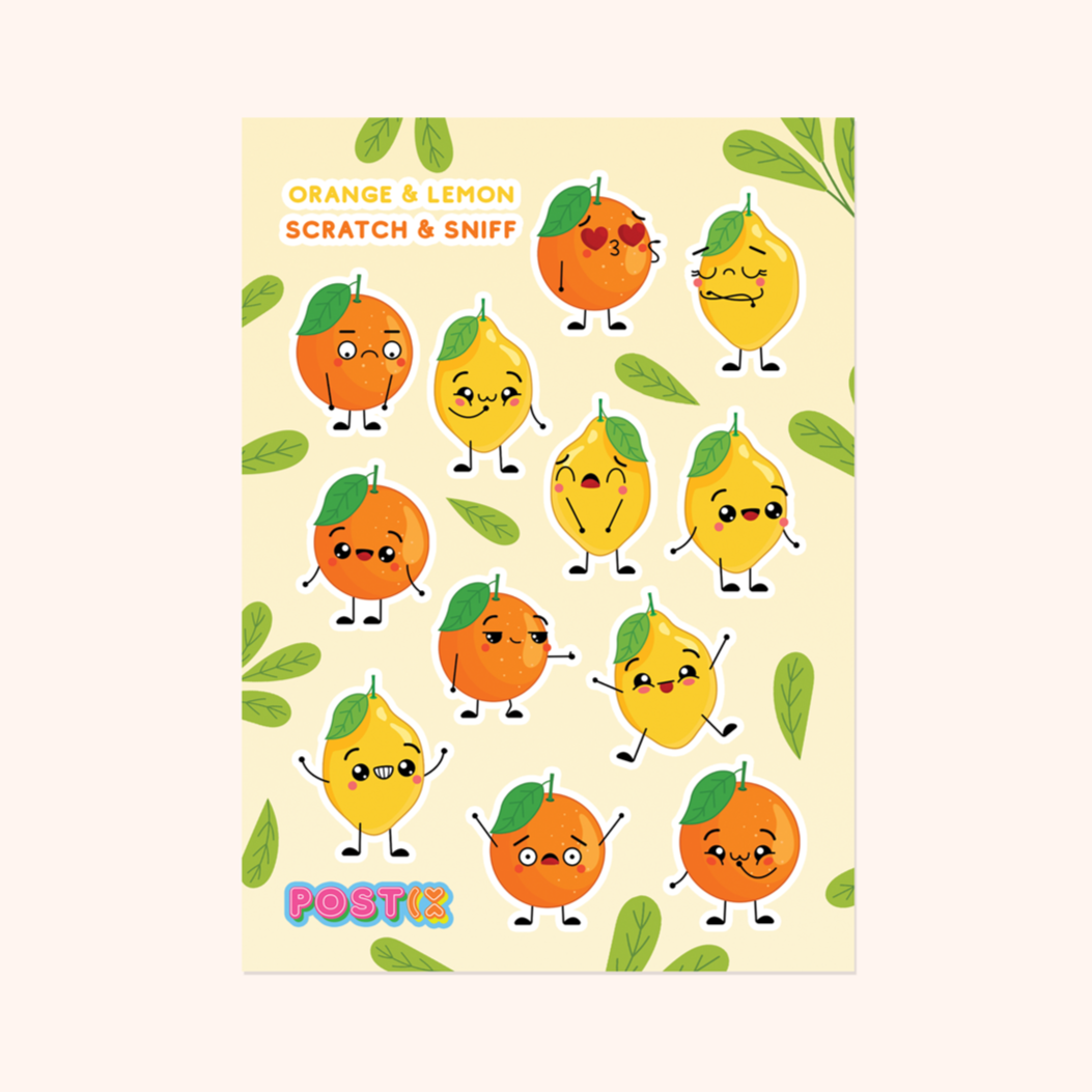 Orange & Lemon Mates Sticker Sheet - Scratch and Sniff