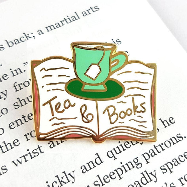 Tea & Books Enamel Pin Badge
