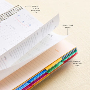 Erin Condren Petite Planner: Monthly planner diagram showing paper, coil and tabs