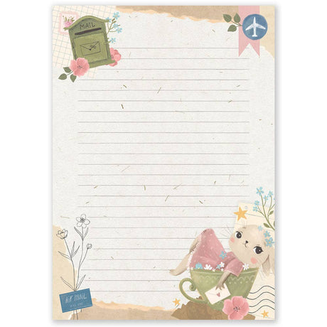 A5 Bunny Mail Notepad by Little Lefty Lou
