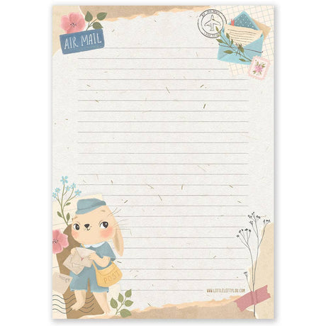 A5 Bunny Mail Notepad by Little Lefty Lou back