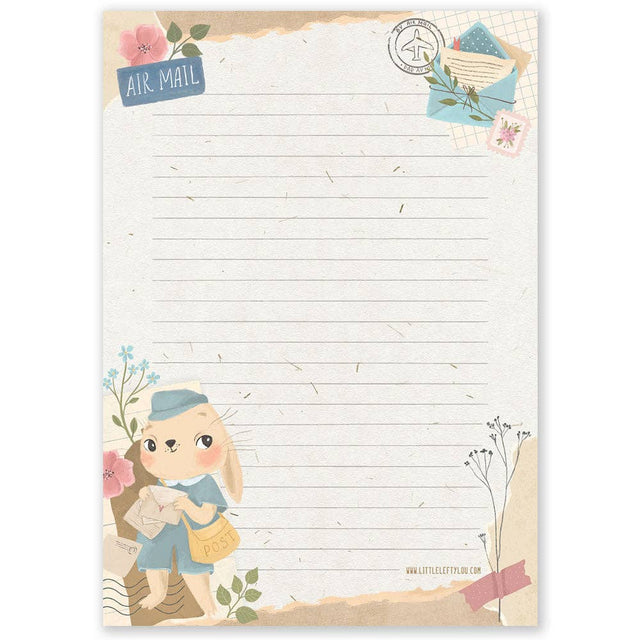 A5 Bunny Mail Notepad by Little Lefty Lou back