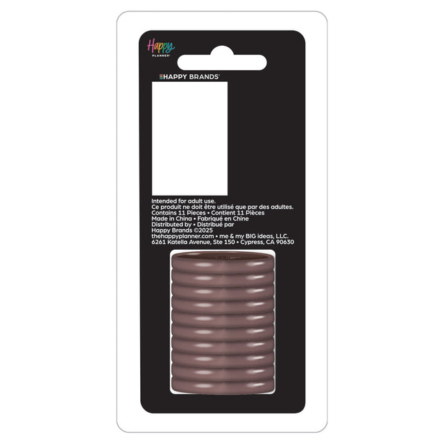 Packaging of brown hair ties with 'Happy Brands' label on a white background