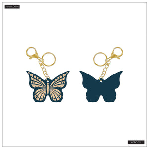 Front and back of the Happy Planner Butterfly Planner Charm with gold-tone clasp and ring
