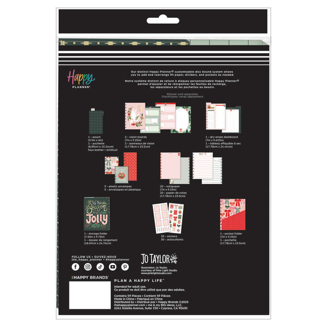 Package of Happy Planner accessories with colorful inserts on a black background