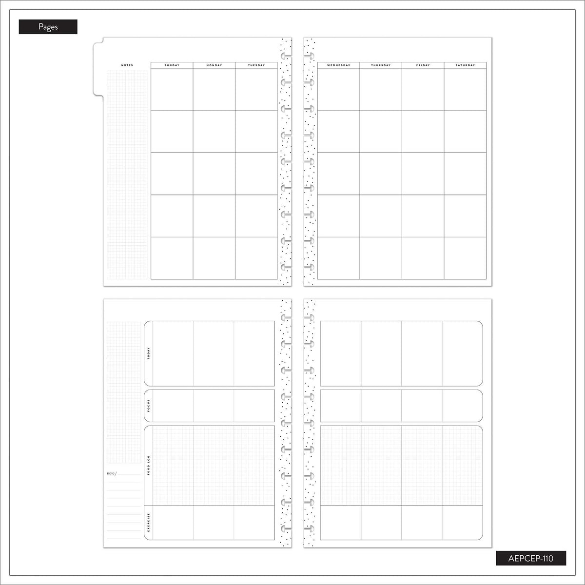 Haven & Heart Fitness Classic calendar pages and fitness tracking layouts