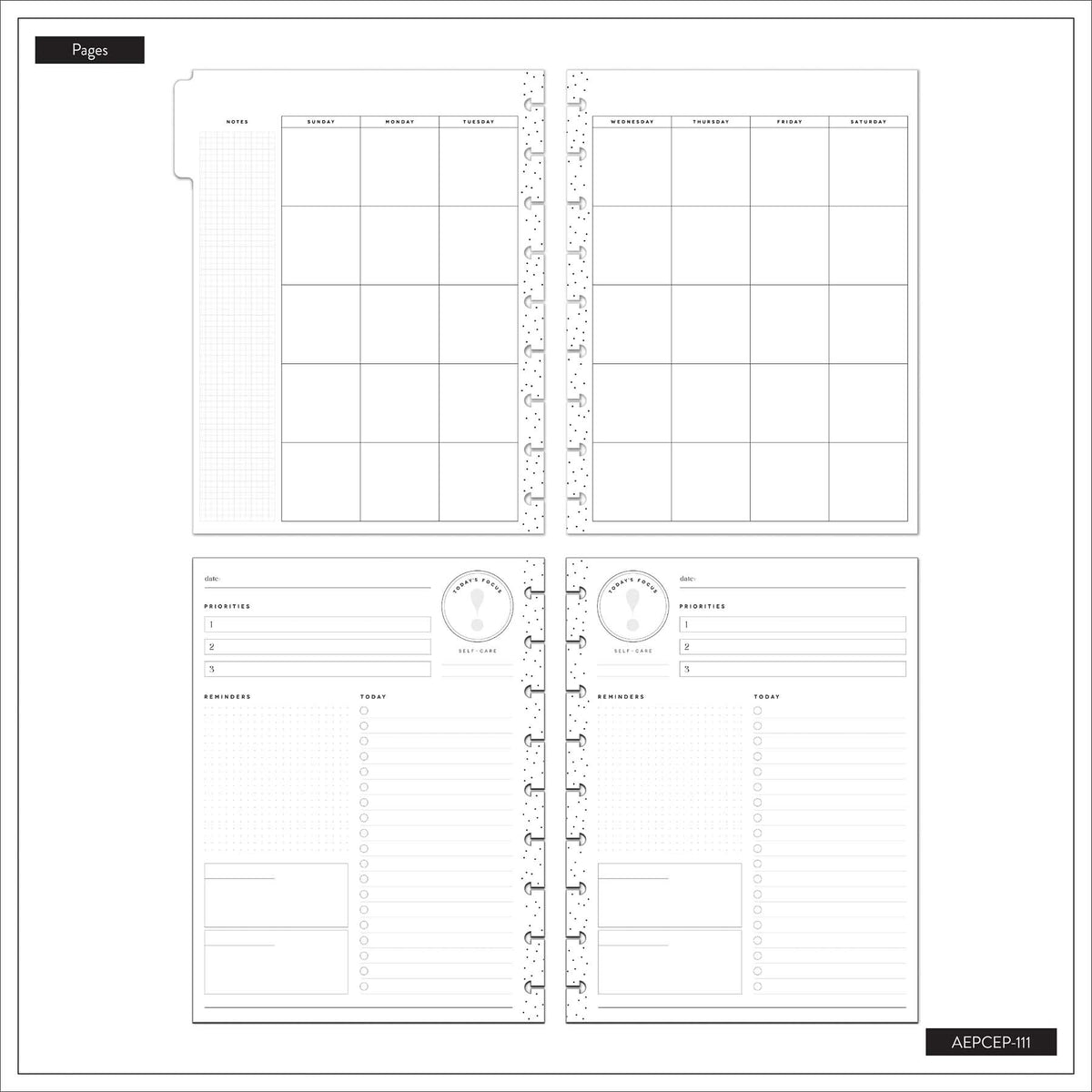 Modern Balance Classic calendar grids and structured Daily planning pages