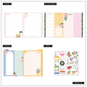 Petal Press floral filler paper, dashboard layouts and stickers